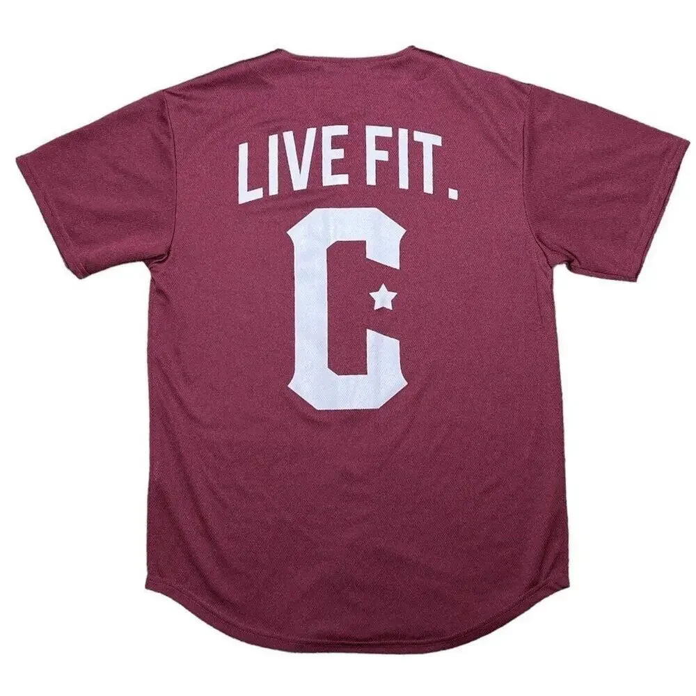 LVFT Live Fit. Apparel Mens Button Down Baseball Jersey for‎ The Gym Size M